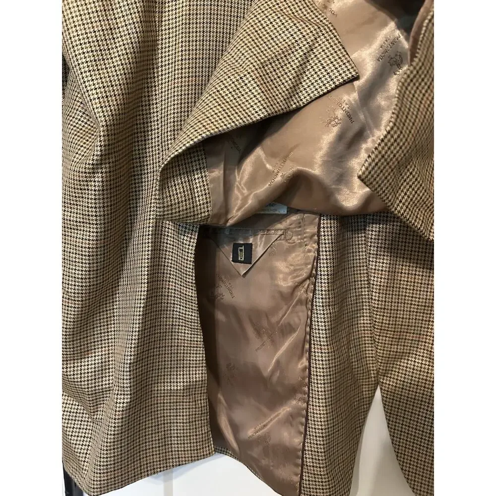 Pronto Moda Italia Blazer 52R Houndstooth Silk Wool Cashmere Lana Lux Sport Coat